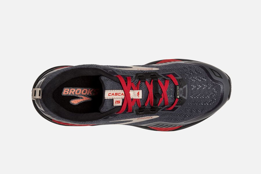 Brooks Cascadia 15 GTX Trail Running Shoes Mens - Black/Red - UECYS-9210